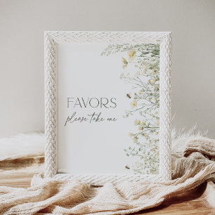 Bee Wildflower Baby Shower Favours Sign