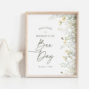 Bee Wildflower Birthday Welcome Sign