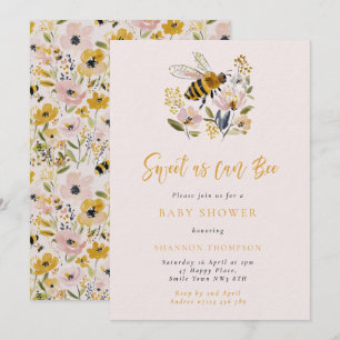 Bee & Wildflower Sweet As Can Bee Baby Shower Invitation