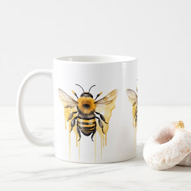 Bee Wildlife & Nature Water Colour Set Coffee Mug (With Donut)