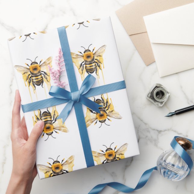 Bee Wildlife & Nature Water Colour Set Wrapping Paper (Gifting)