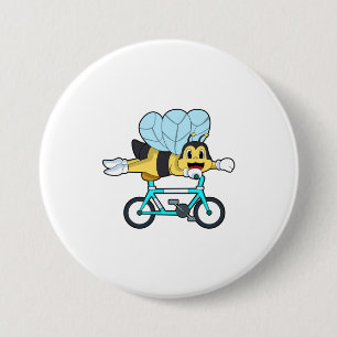 Bee with Bicycle 7.5 Cm Round Badge