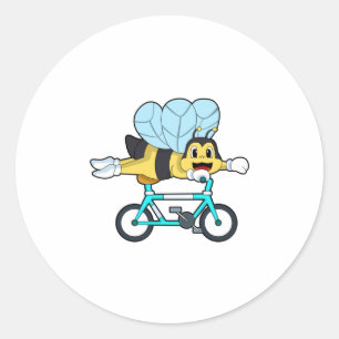Bee with Bicycle Classic Round Sticker