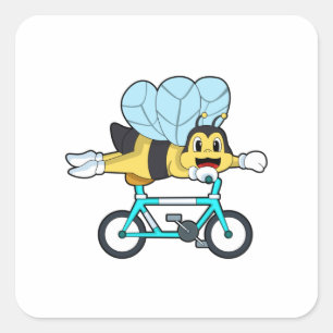 Bee with Bicycle Square Sticker