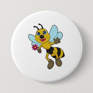 Bee with Flower 7.5 Cm Round Badge