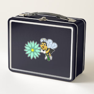 Bee with Flower.PNG Metal Lunch Box