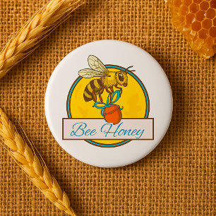 Bee With Honey Jar Vintage Beekeeper 7.5 Cm Round Badge