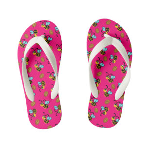 Bee with honey pattern kid's flip flops