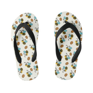 Bee with honey pattern kid's flip flops