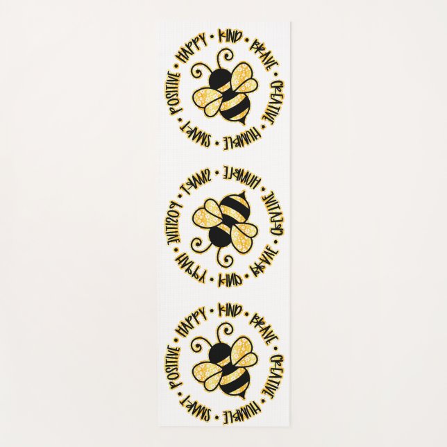 Bee with Positive Affirmations Yoga Mat (Front)