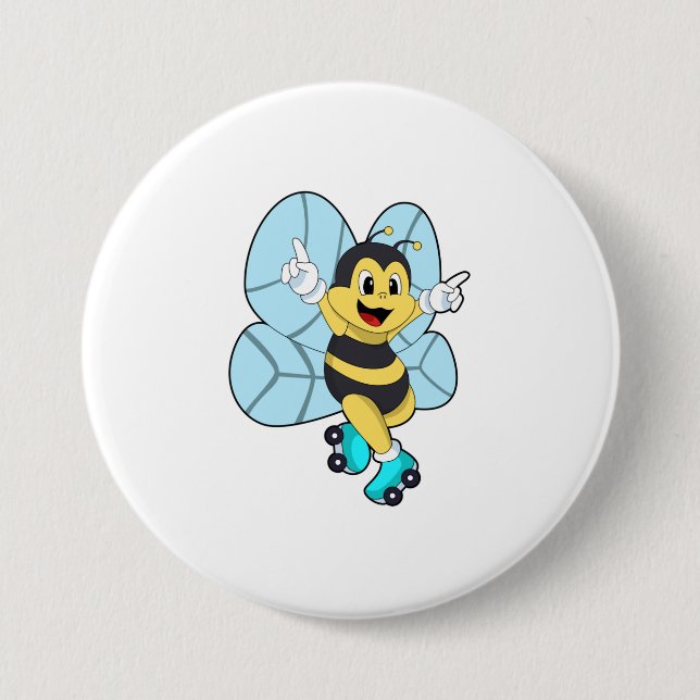 Bee with Roller skates 7.5 Cm Round Badge (Front)