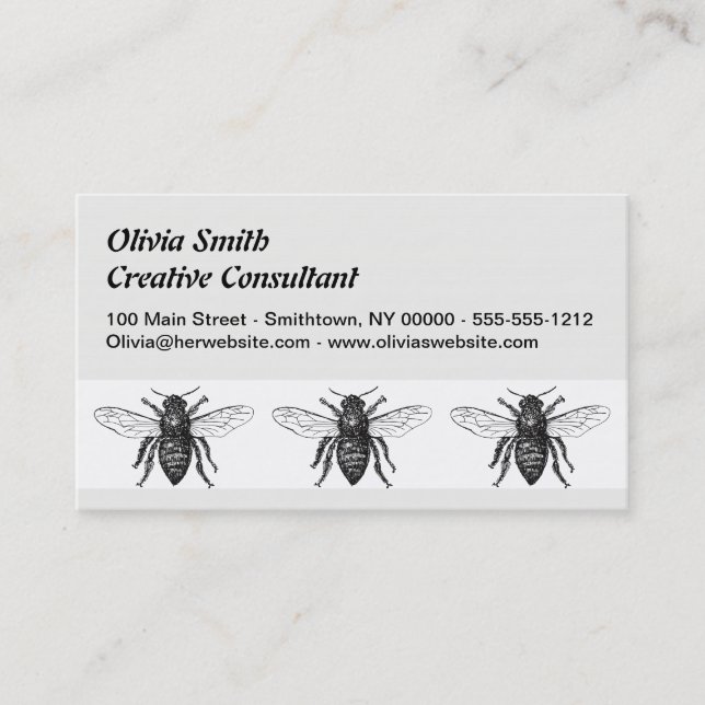 Bee Worker Honey Black Bumblebee Business Card (Front)