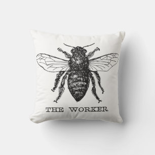 Bee Worker Honey Black Bumblebee Cushion