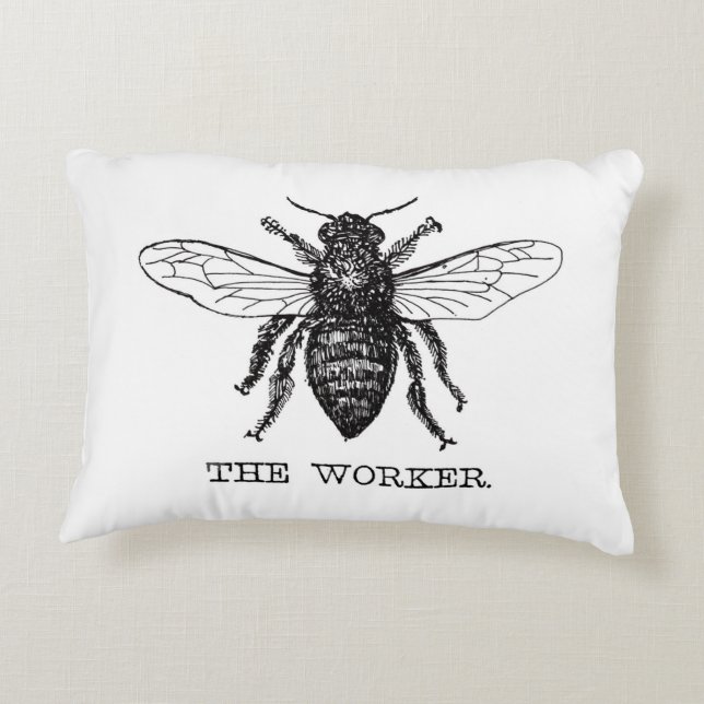 Bee Worker Honey Black Bumblebee Decorative Cushion (Back)
