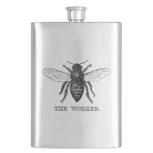 Bee Worker Honey Black Bumblebee Hip Flask