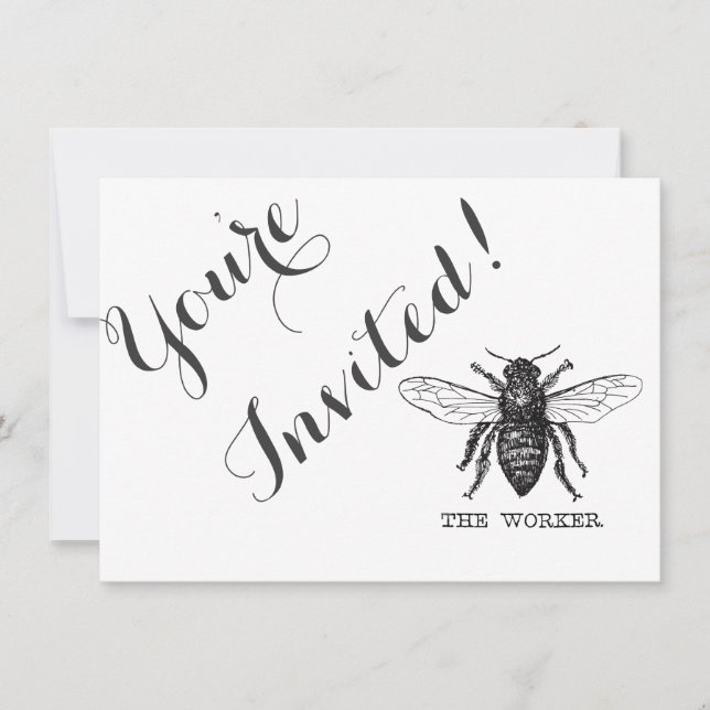 Bee Worker Honey Black Bumblebee Invitation (Front)