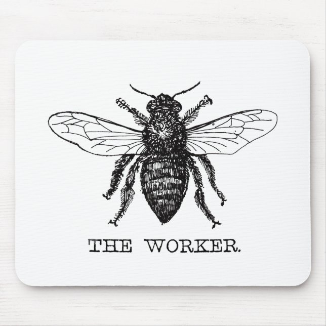 Bee Worker Honey Black Bumblebee Mouse Mat (Front)