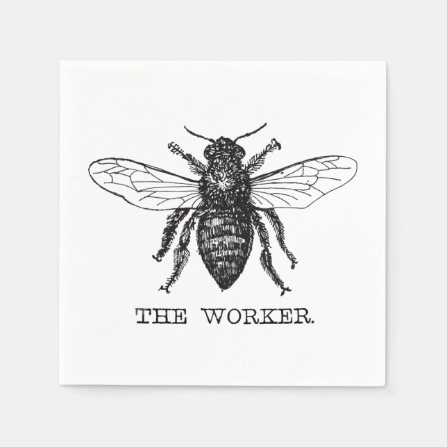 Bee Worker Honey Black Bumblebee Napkin (Front)