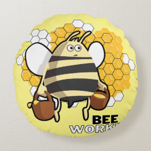 bee working round cushion