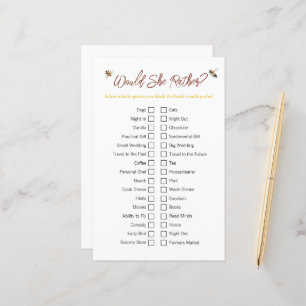 Bee "Would She Rather" Bridal Shower Game