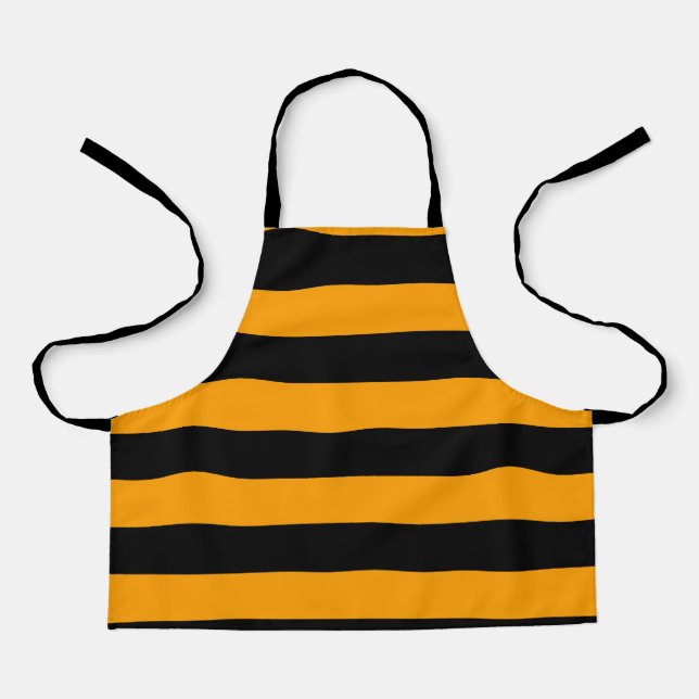 Bee Yellow and Black Striped All-Over Print Apron (Front)