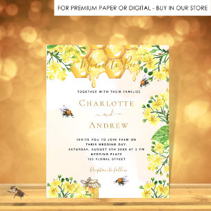 Bee yellow florals honeycomb meant to bee wedding invitation postcard