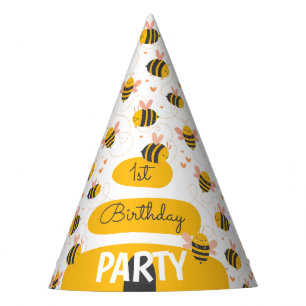 Bee Yellow & Pink Baby's 1st Birthday Party Hat