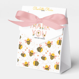 Bee Yellow & Pink Floral ONE Baby's 1st Birthday Favour Box