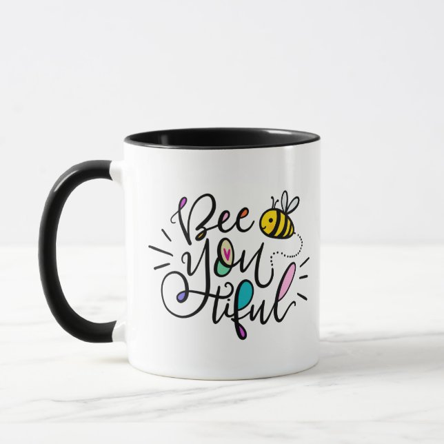 Bee-YOU-tiful hand lettered Mug (Left)