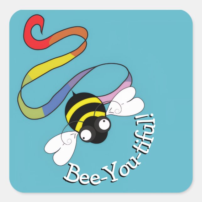 Bee-You-tiful Rainbow Sticker (Front)