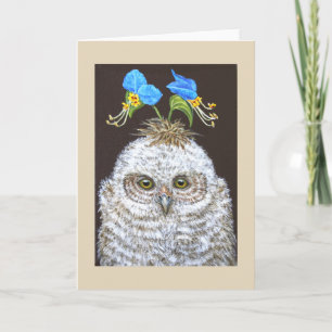 Beebee the owlet greeting card
