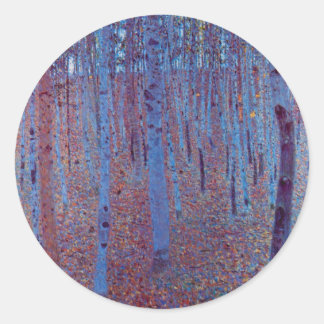 Beech Forest by Gustav Klimt, Vintage Art Nouveau Classic Round Sticker
