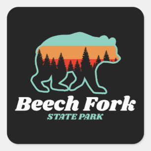 Beech Fork State Park WV Bear Retro Vintage  Square Sticker