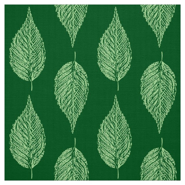 Beech Leaf Chalk Print, Deep Emerald Green Fabric (Swatch)