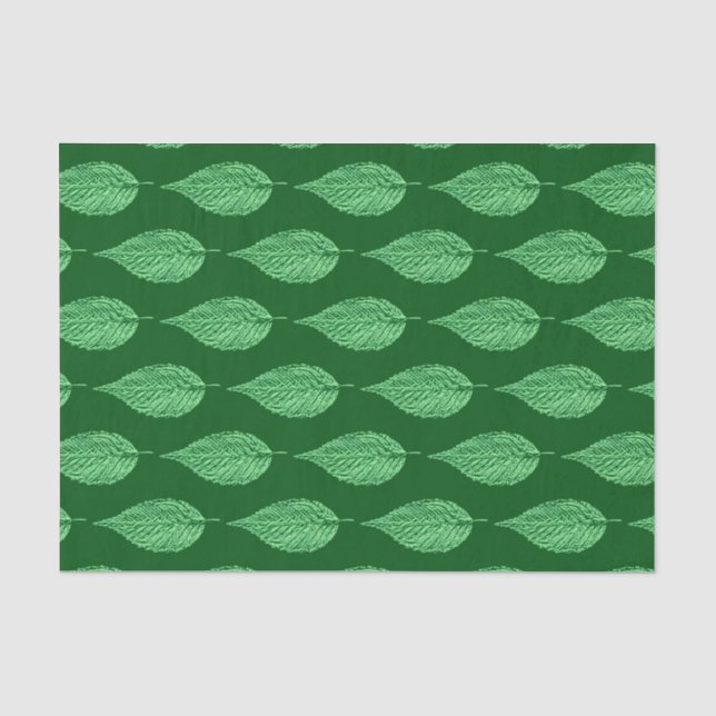 Beech Leaf Chalk Print, Deep Emerald Green Tissue Paper (Front)