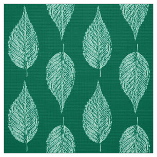 Beech Leaf Chalk Print, Turquoise and Aqua Fabric