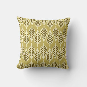 Beech leaf pattern - Camel tan and brown Cushion