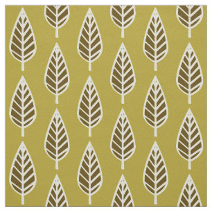 Beech leaf pattern - Camel tan and brown Fabric