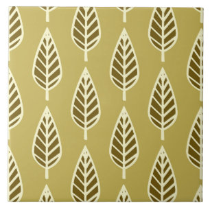 Beech leaf pattern - Camel tan and brown Tile