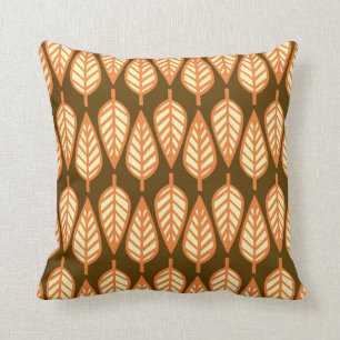 Beech leaf pattern - Orange and brown Cushion