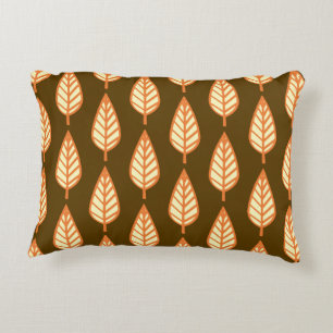 Beech leaf pattern - Orange and brown Decorative Cushion
