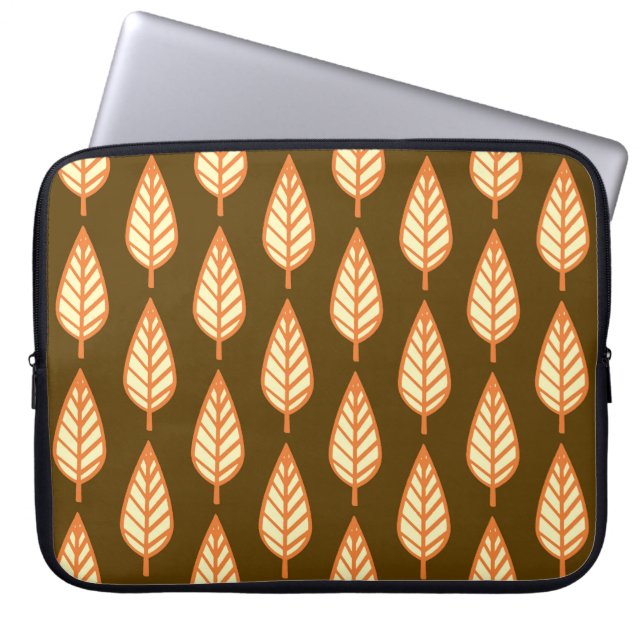 Beech leaf pattern - Orange and brown Laptop Sleeve (Front)