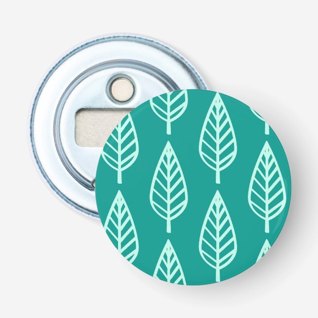 Beech leaf pattern - Peacock and aqua Bottle Opener (Front)