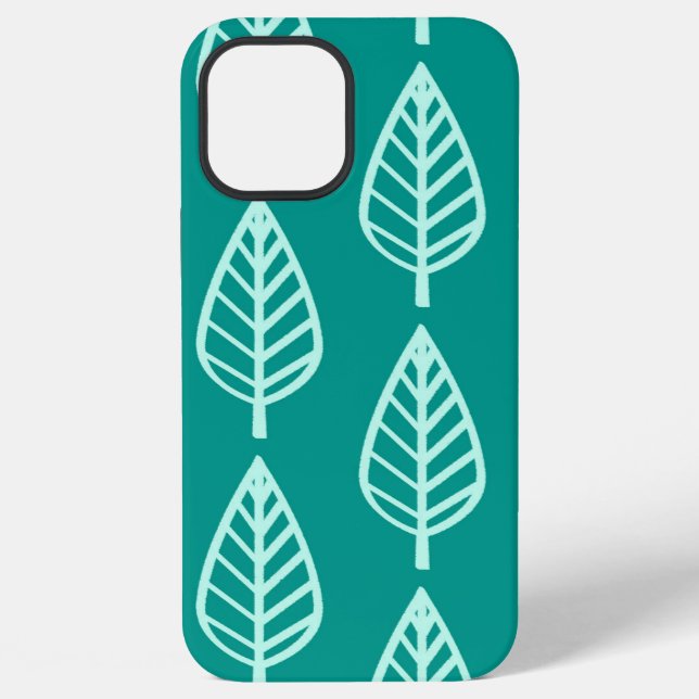 Beech leaf pattern - Peacock and aqua iPhone Case (Back)