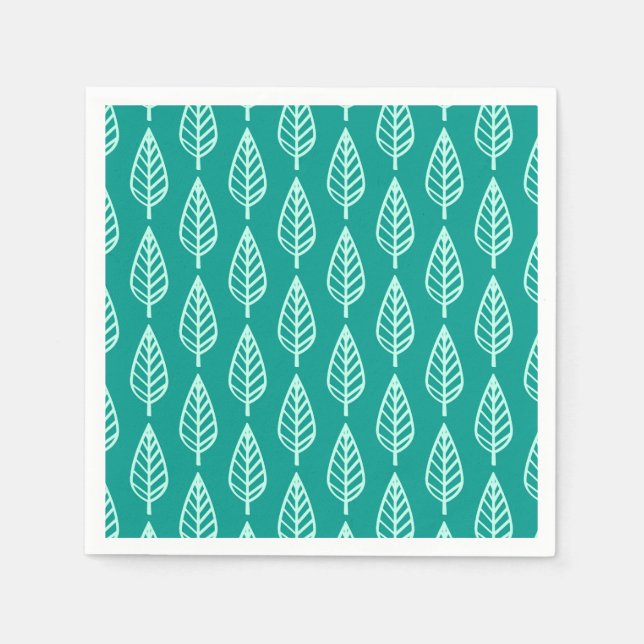 Beech leaf pattern - Peacock and aqua Napkin (Front)