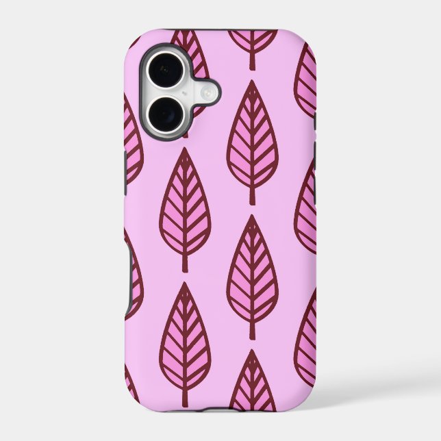 Beech leaf pattern - pink and bordeaux (Back)