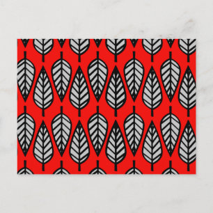 Beech leaf pattern - Red, black and grey / grey Postcard