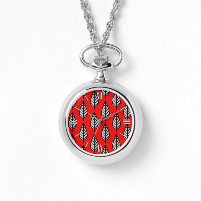 Beech leaf pattern - Red, black and grey / grey Watch (Front)