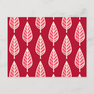 Beech leaf pattern - Ruby red and cream Postcard