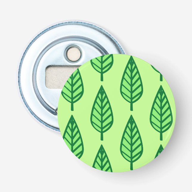 Beech leaf pattern - shades of green bottle opener (Front)